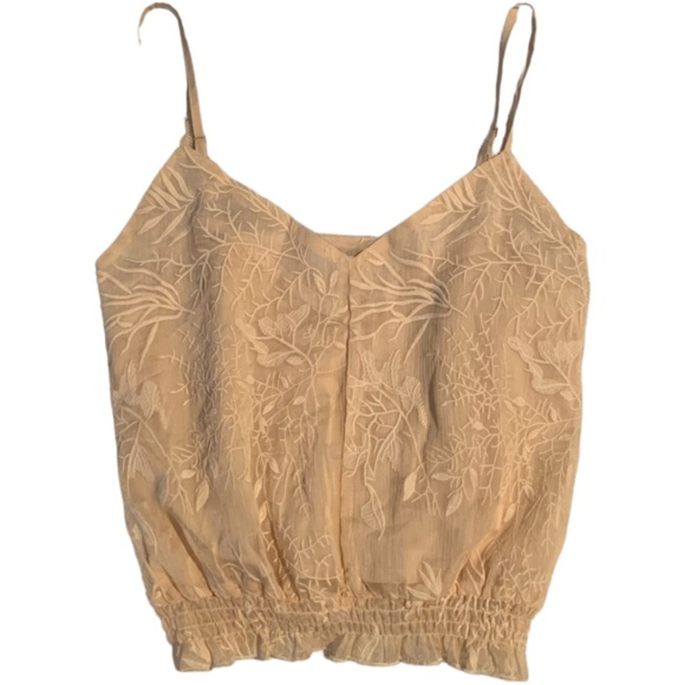 BISHOP+ YOUNG Blush Embroidered Camisole Smocked Hem Small